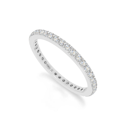 natural moissanite eternity band rings in sterling silver 