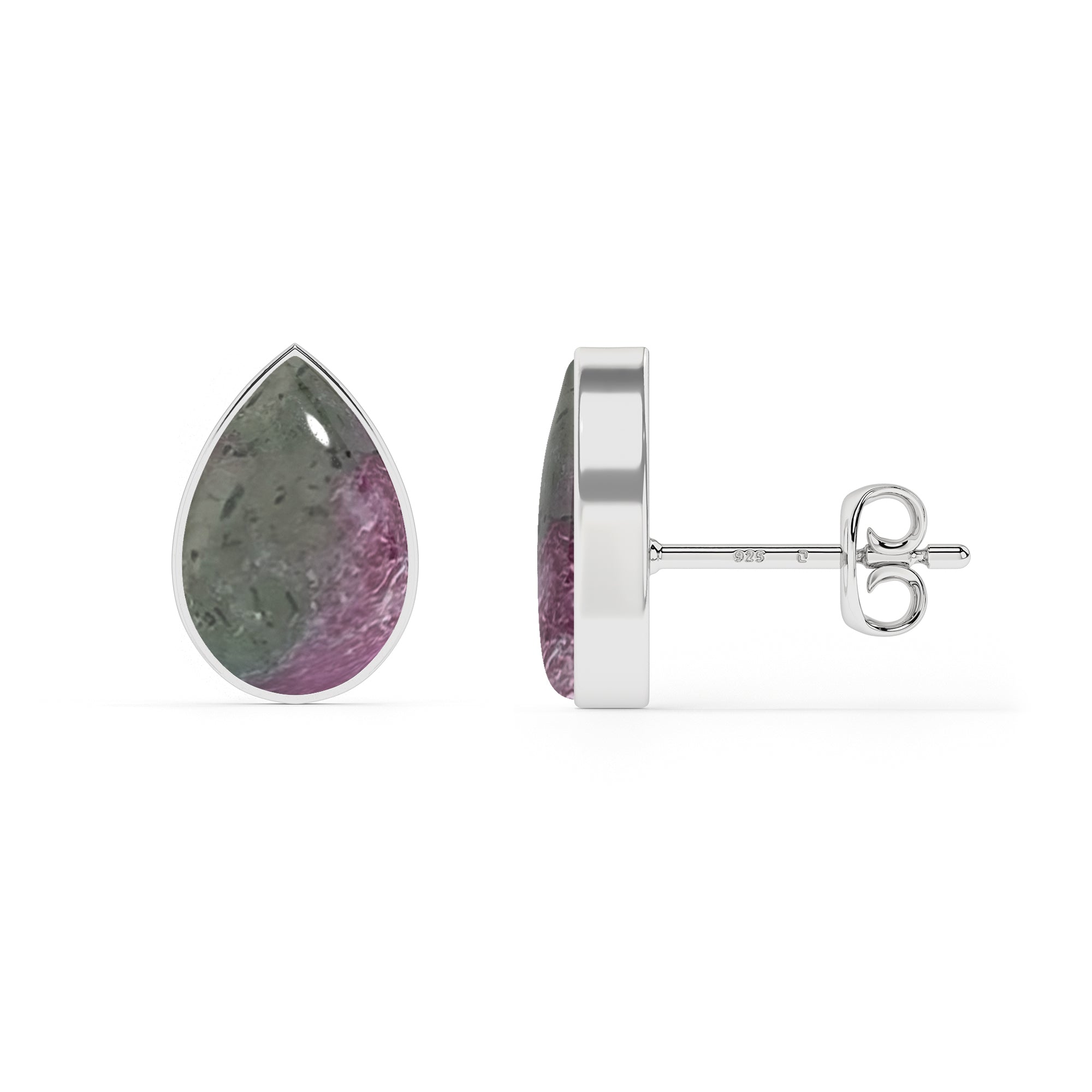 natural ruby zoisite pear shape stud earrings