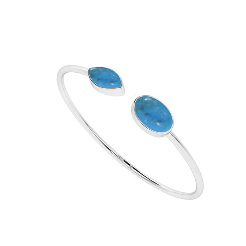 natural turquoise oval-marquise shape twister bracelet