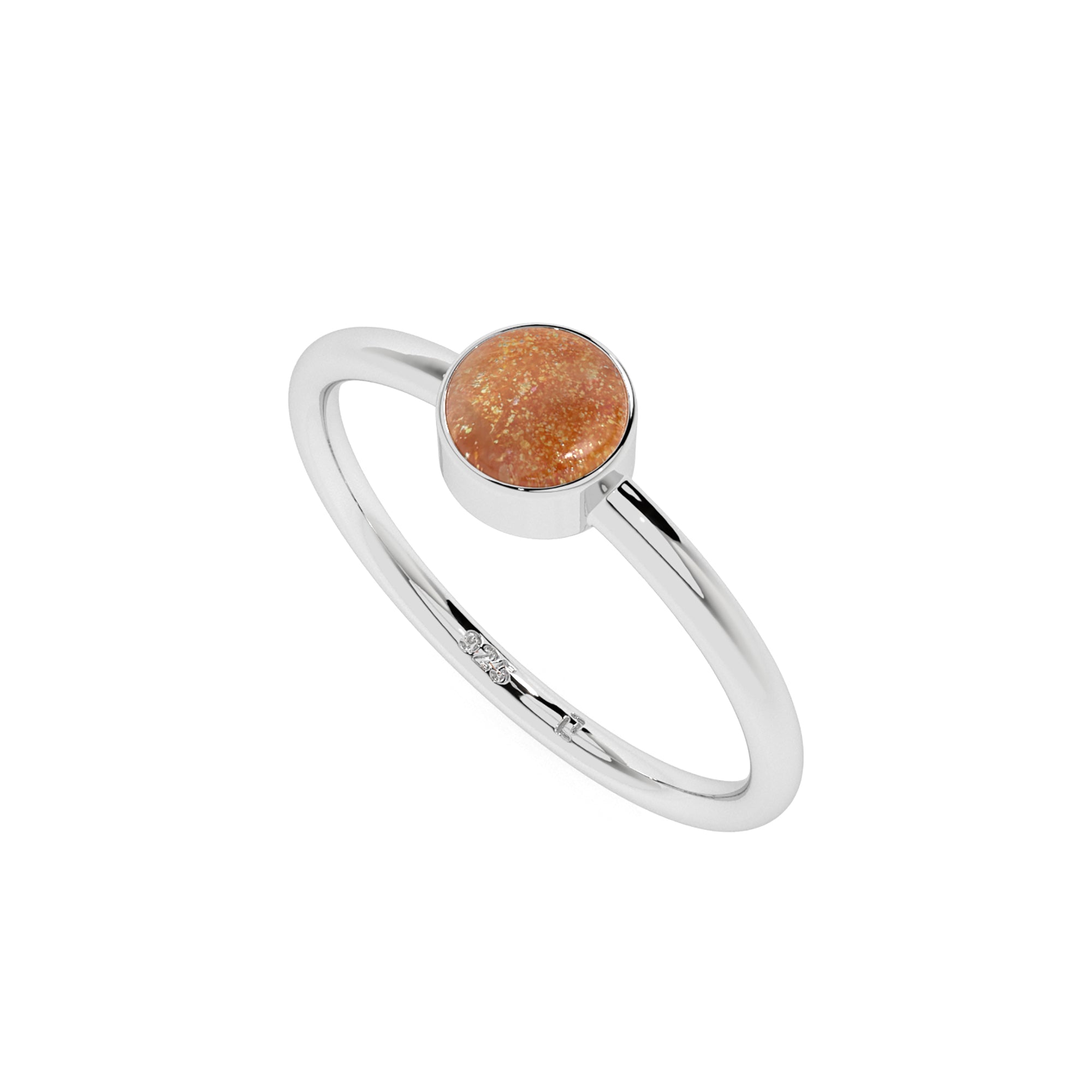 sunstone round cab stackable bezel-set ring