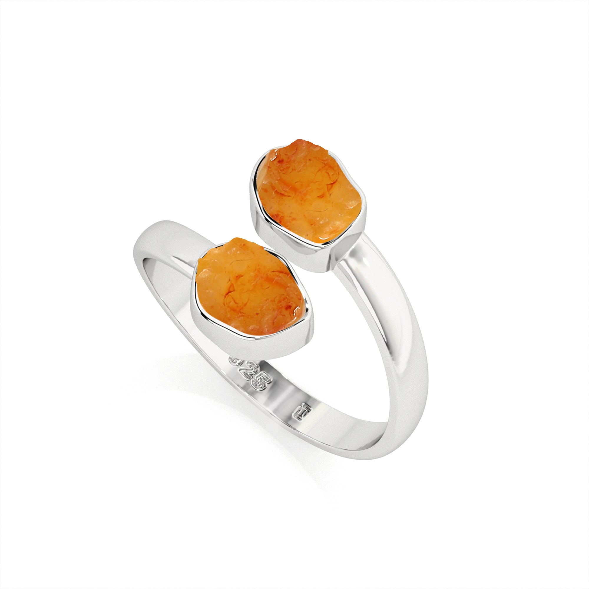 carnelian rough shape stackable bezel-set ring