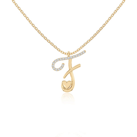 moissanite Initials necklaces in yellow gold vermeil 