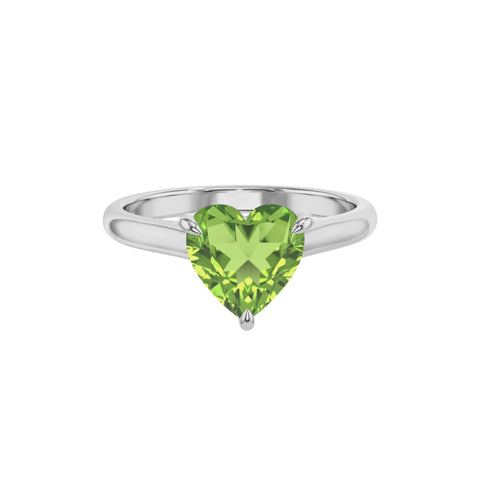 natural peridot heart solitaire engagement ring