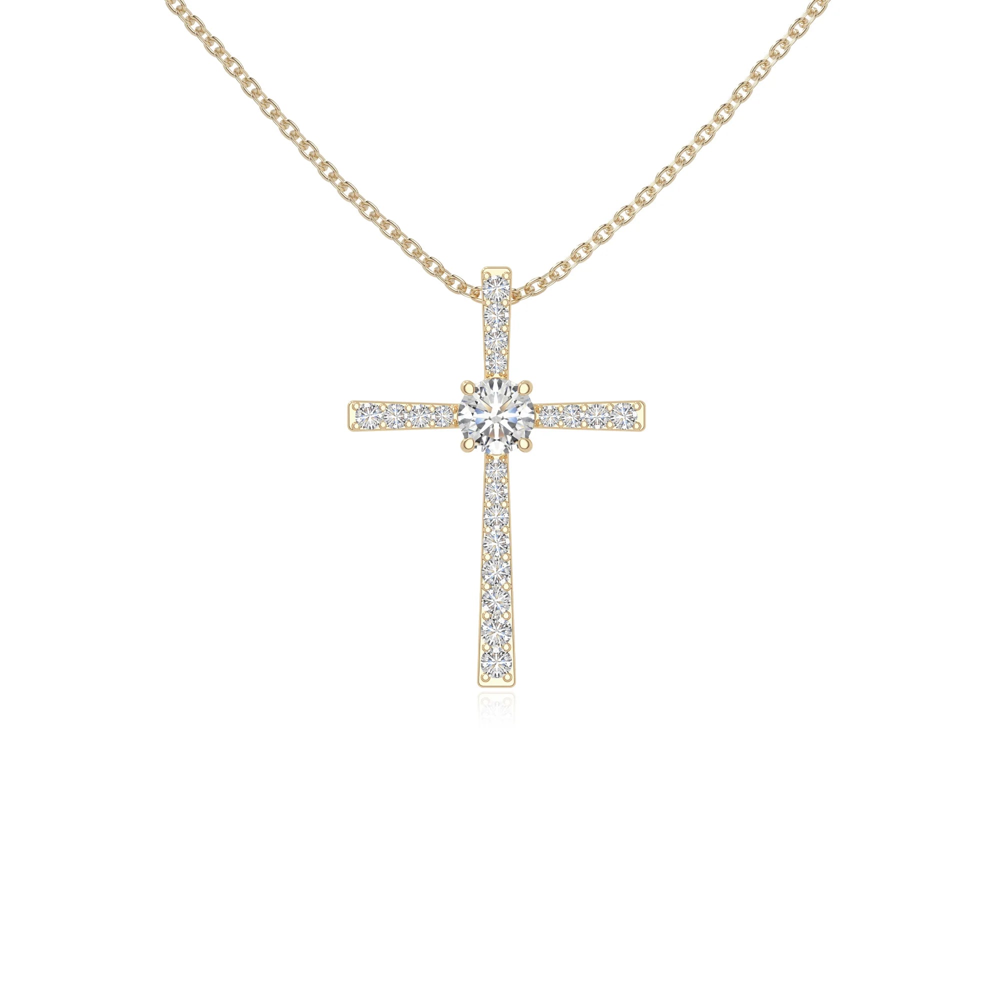 moissanite cross necklaces in yellow gold vermeil 