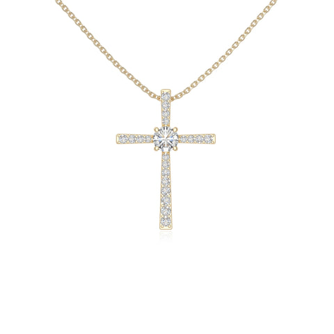 moissanite cross necklaces in yellow gold vermeil 