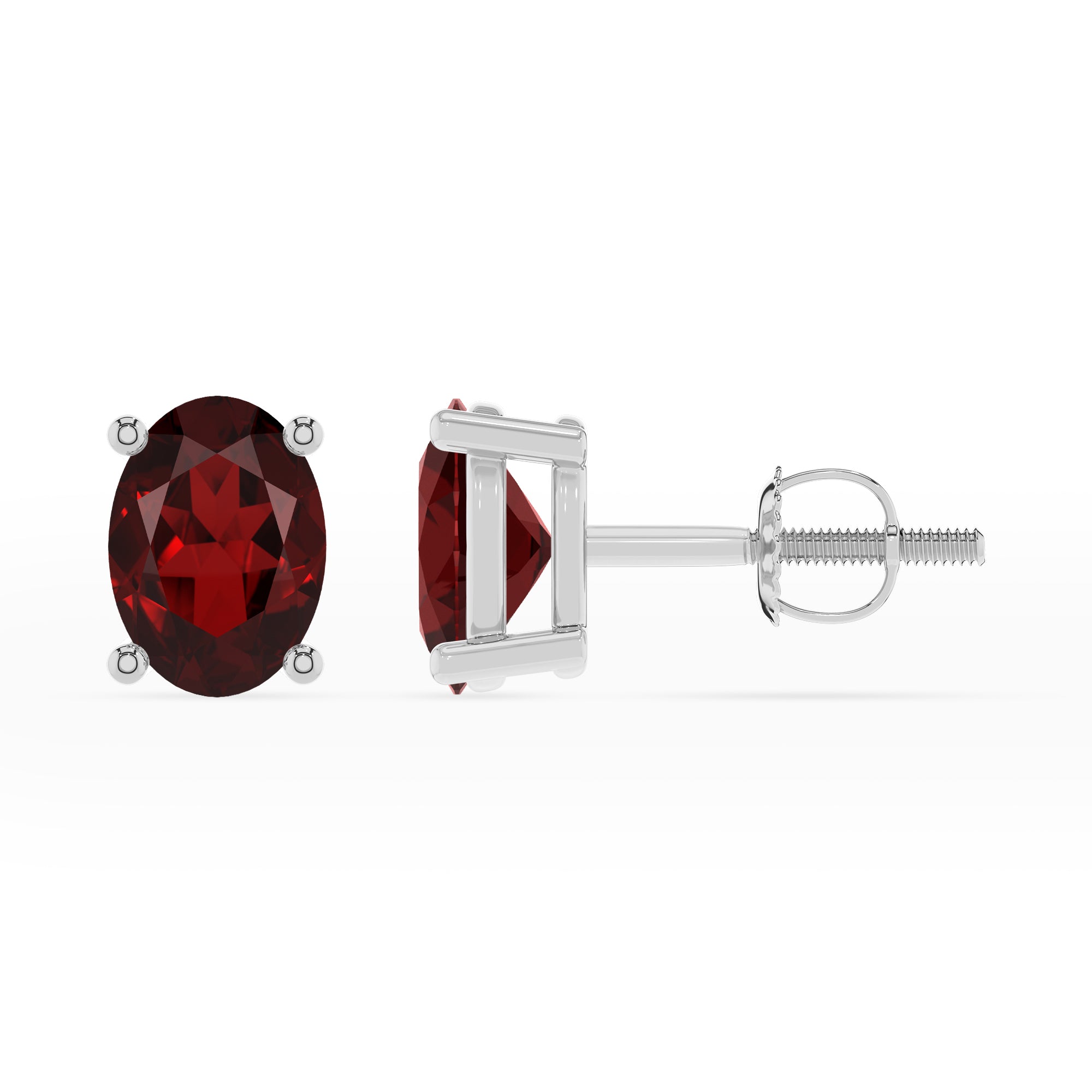 natural garnet oval stud earrings 