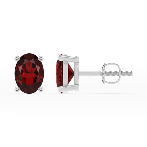 natural garnet oval stud earrings 