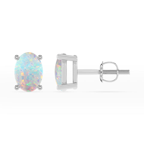 lab grown opal oval stud earrings 