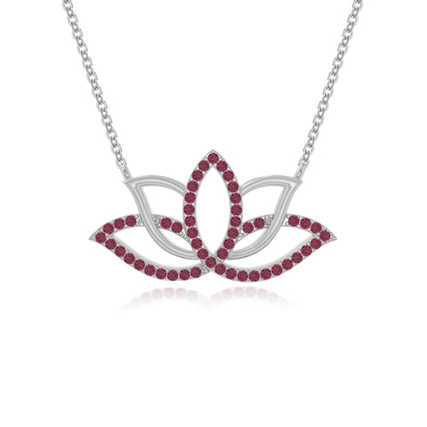 natural ruby lotus flower necklaces in sterling silver 