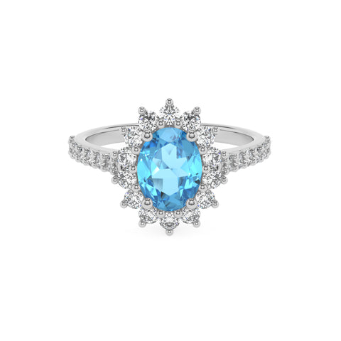 natural swiss blue topaz oval half eterity halo solitaire engagement ring