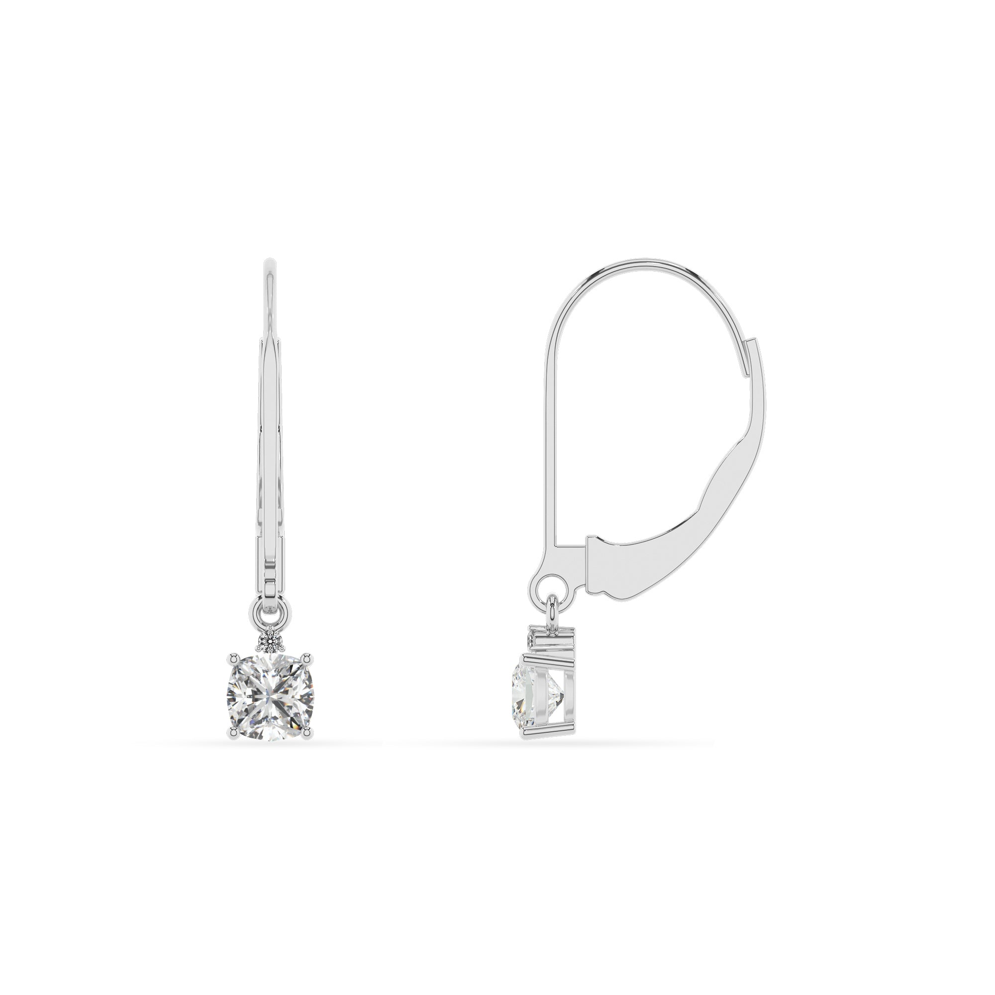 lab grown moissanite cushion dangle earrings with moissanite 