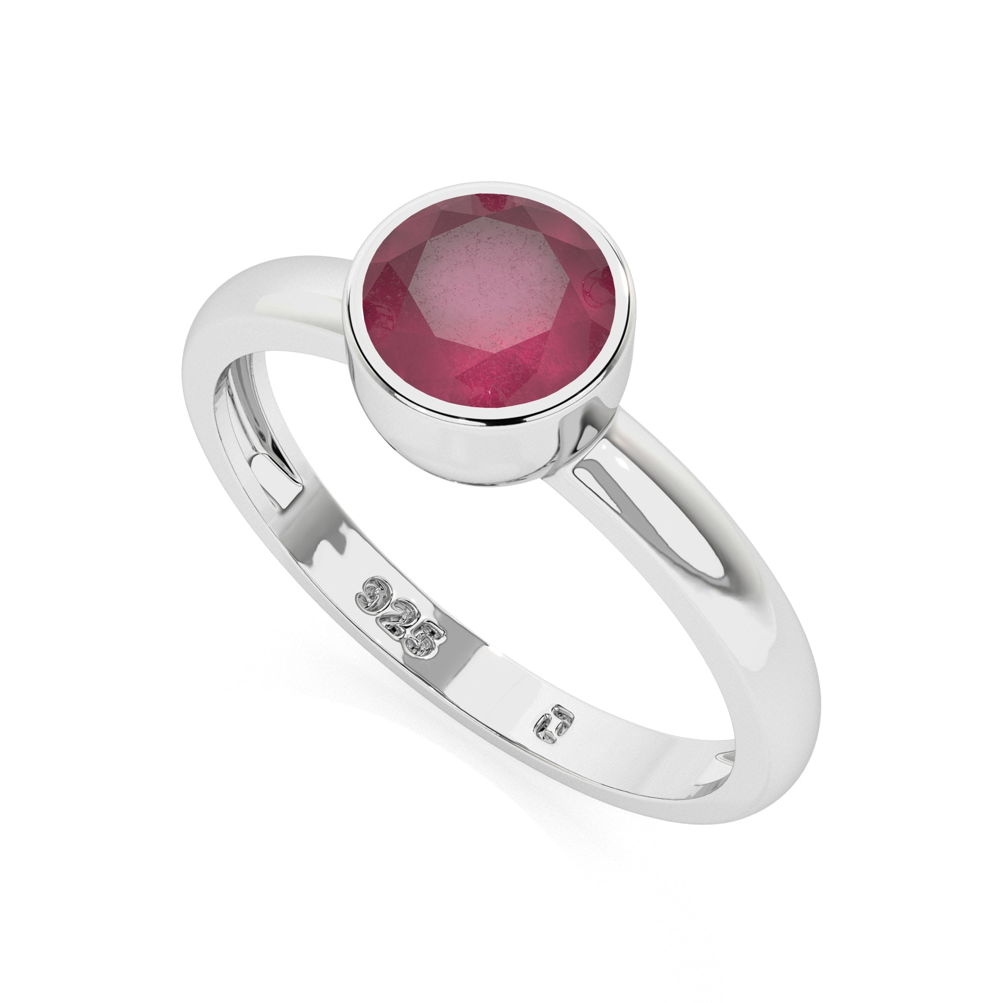 ruby round cut stackable bezel-set ring