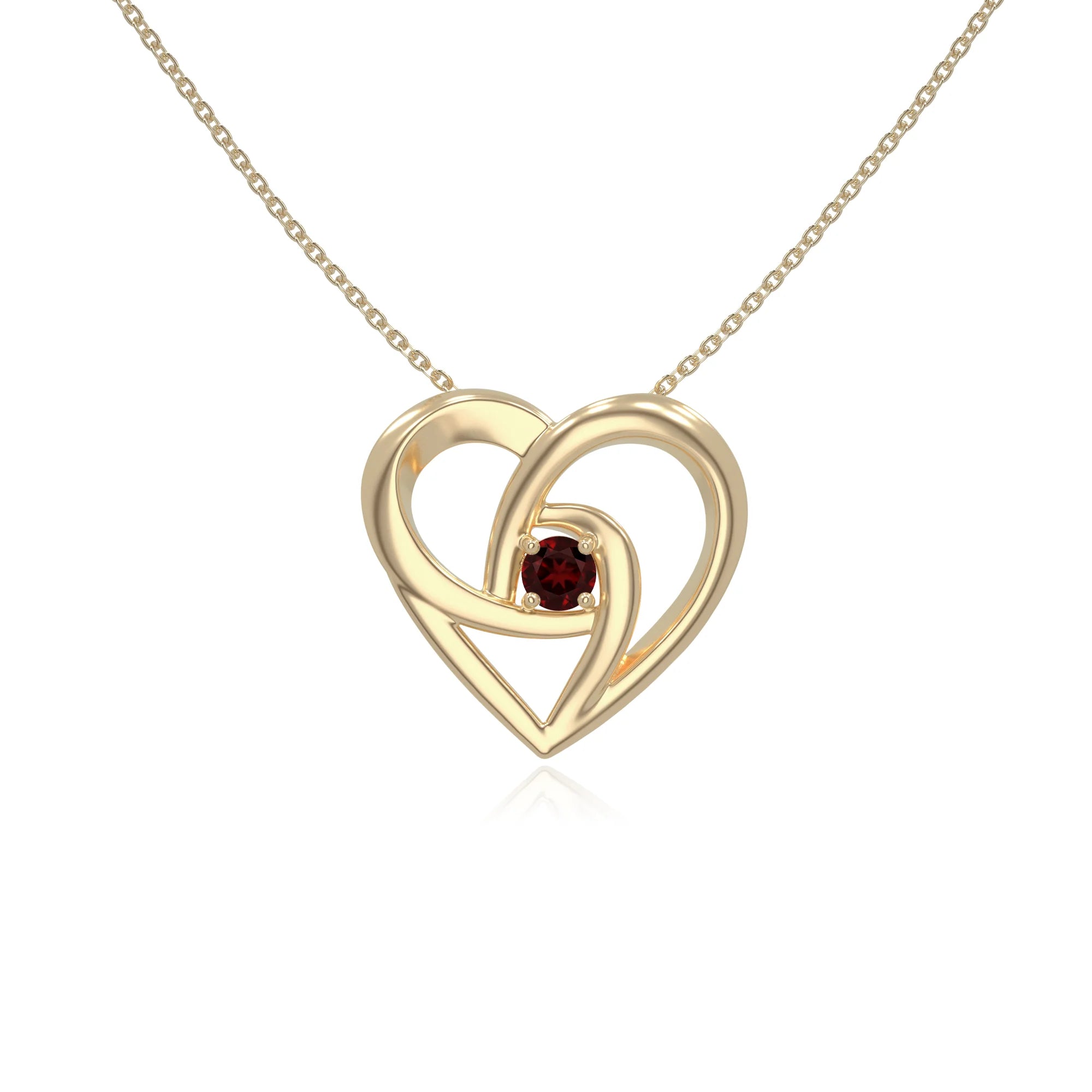 natural garnet floral heart necklaces in yellow gold vermeil 