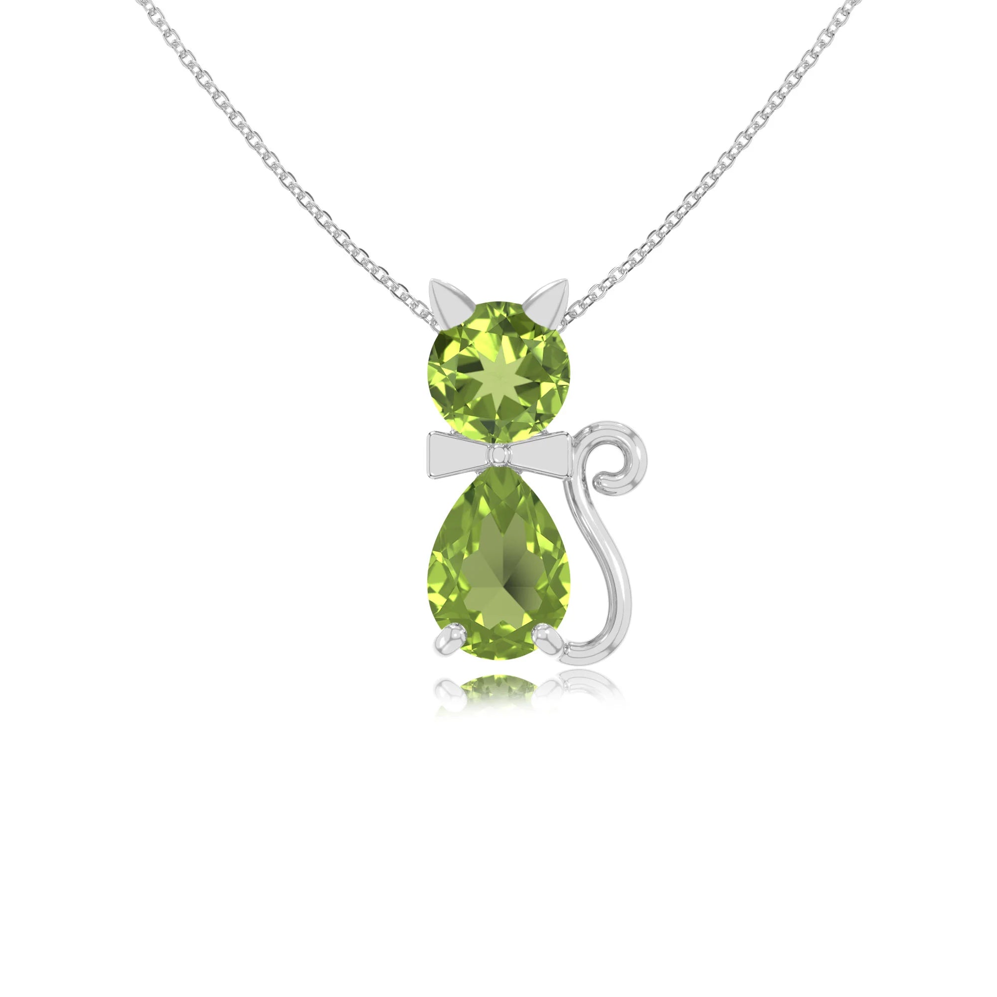 peridot cat necklaces in sterling silver 