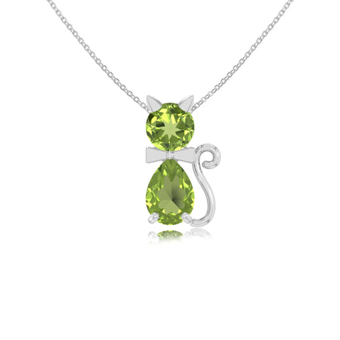 peridot cat necklaces in sterling silver 