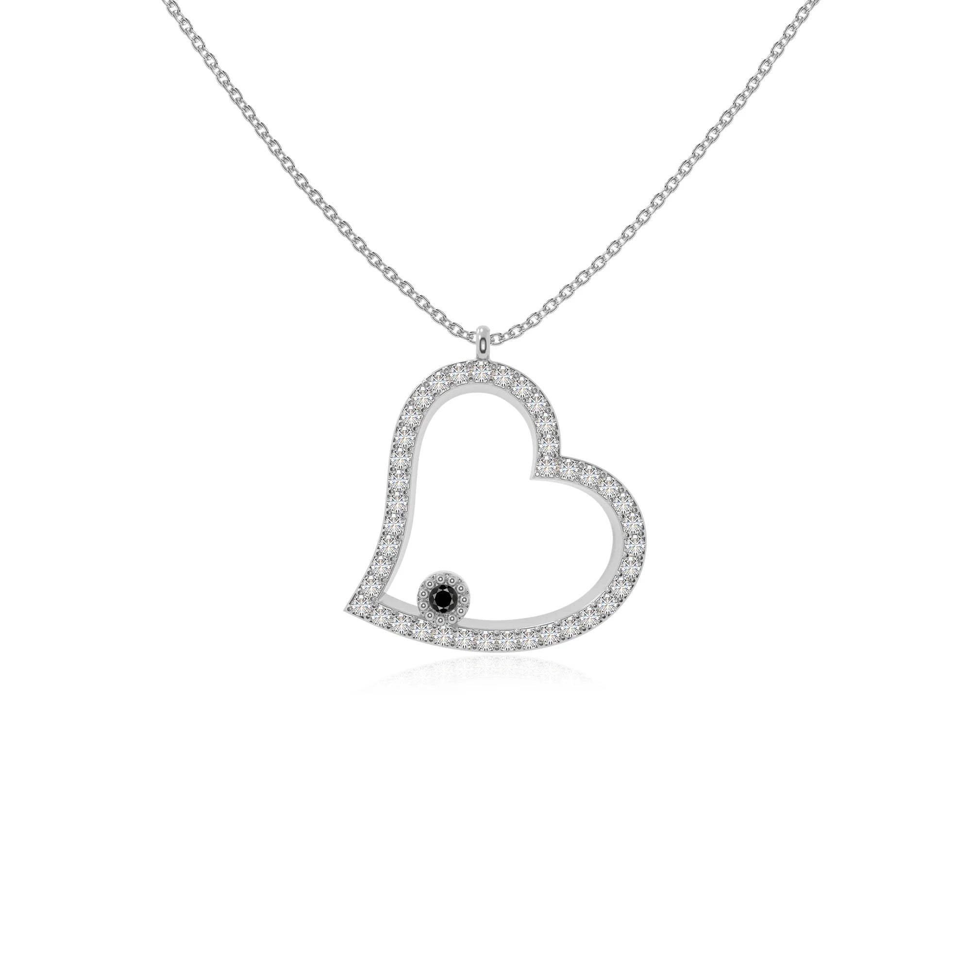 natural black-onyx heart necklaces in sterling silver 