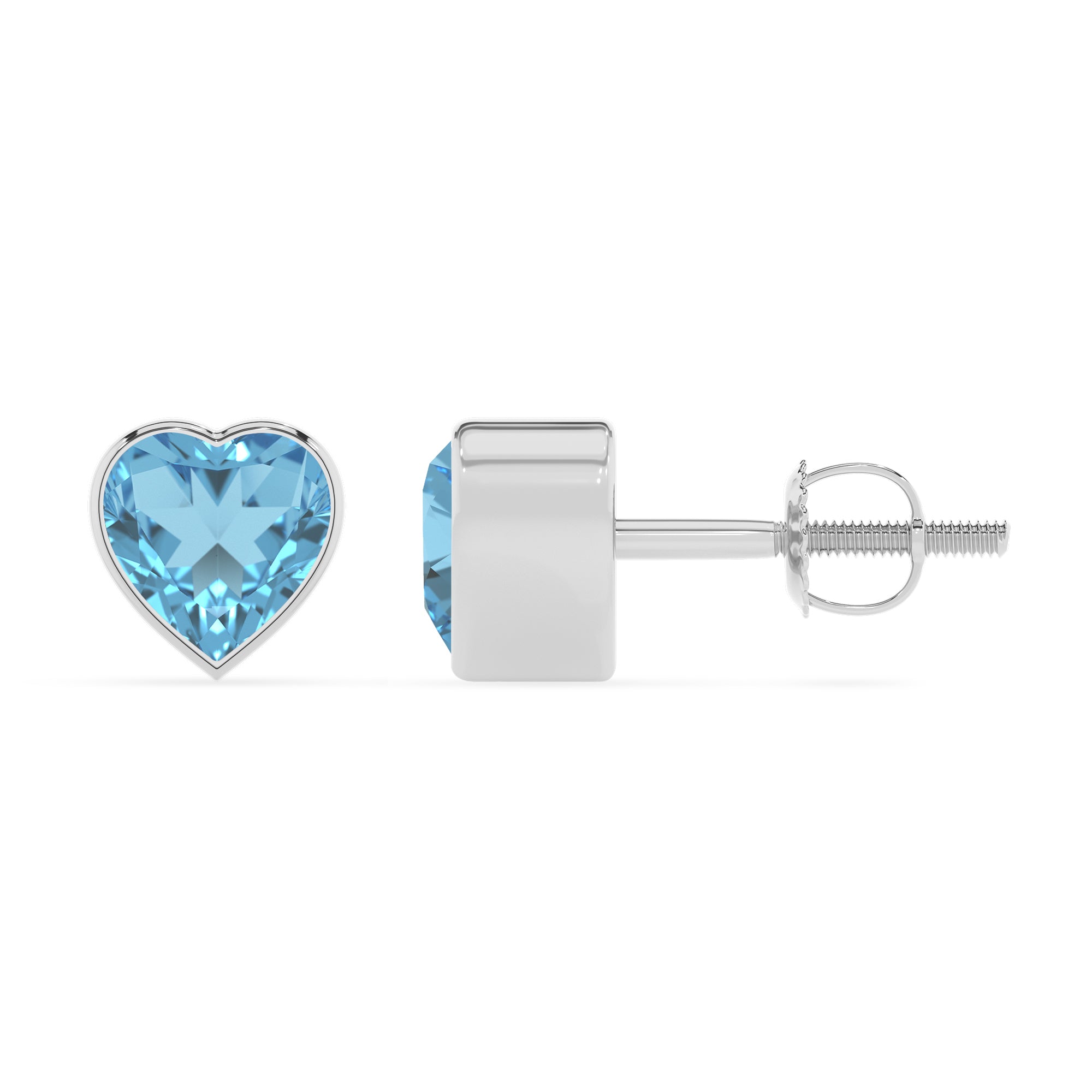 natural swiss blue topaz heart stud earrings 