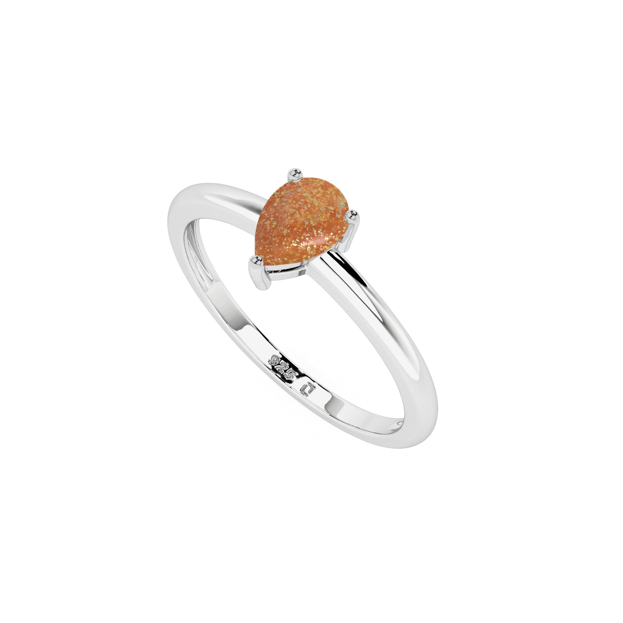 sunstone pear cab stackable prong-set ring