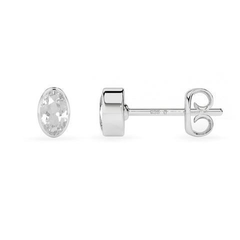 natural white topaz oval shape stud earrings