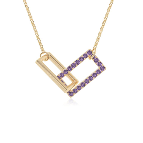 natural amethyst interlock necklaces in yellow gold vermeil 