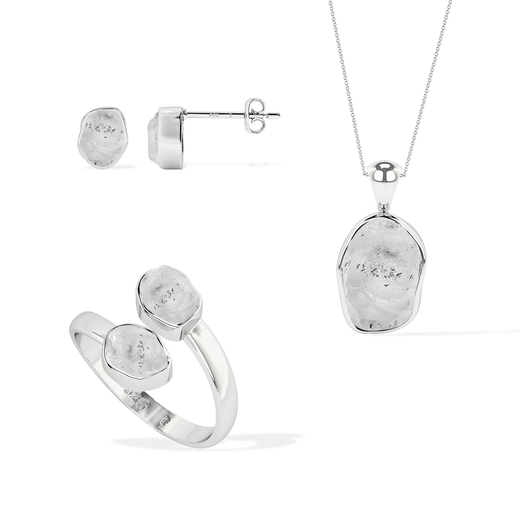 herkimer rough shape stackable bezel Jewelry set