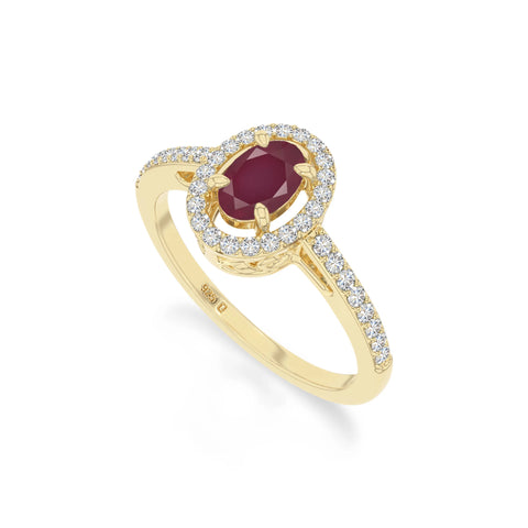 natural ruby solitaire halo engagement rings in yellow gold vermeil