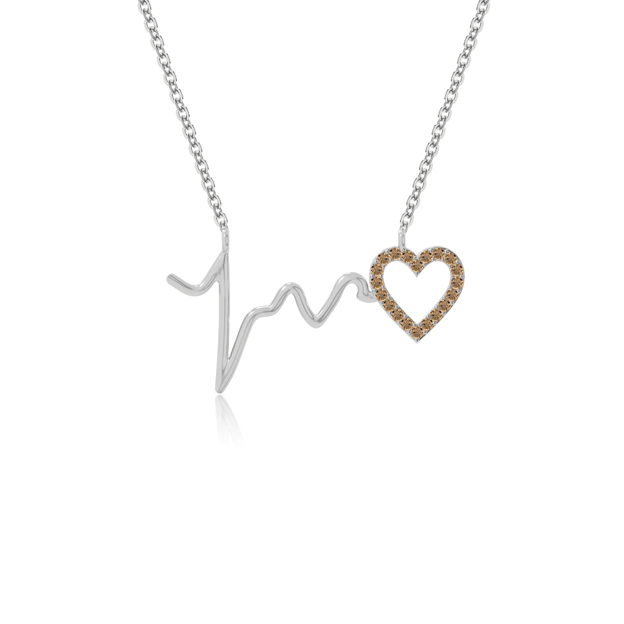 natural citrine heartbeat necklaces in sterling silver 
