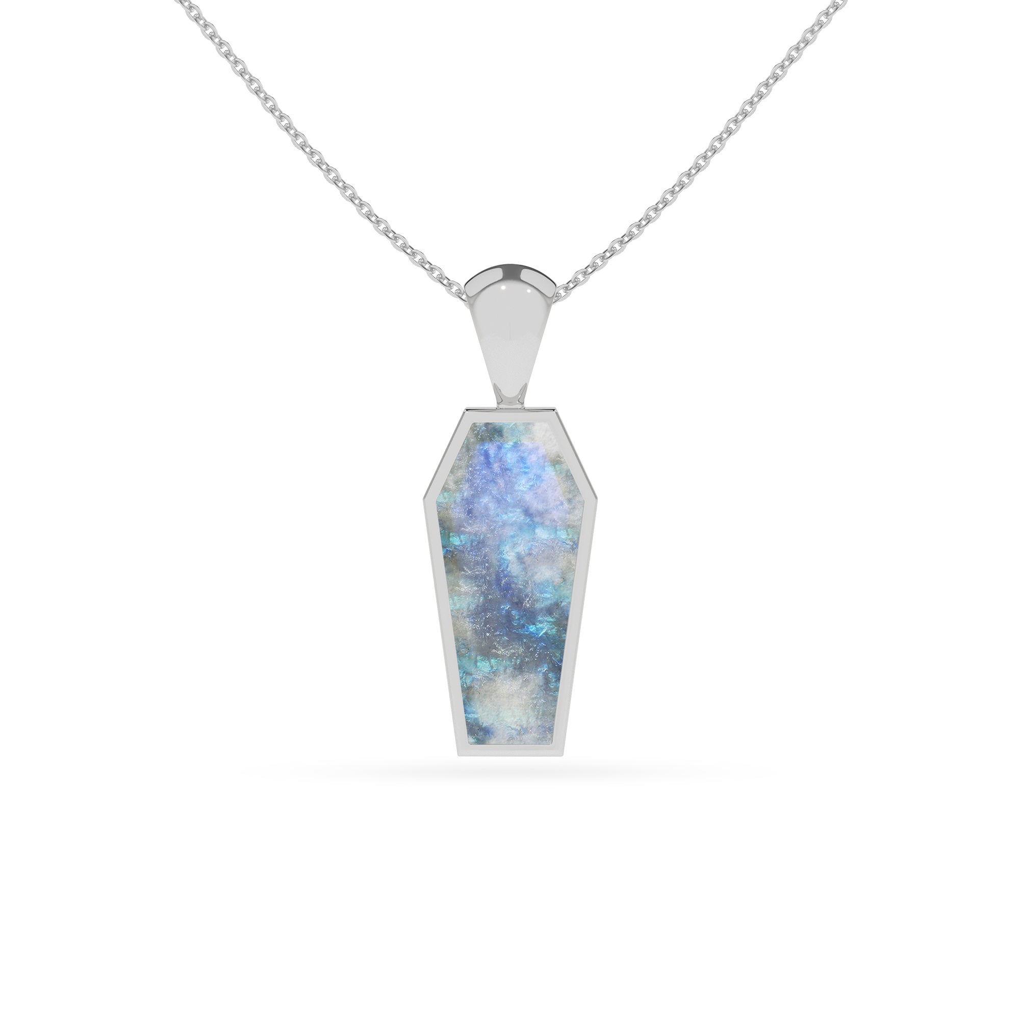 natural rainbow-moonstone coffin shape pendant necklace