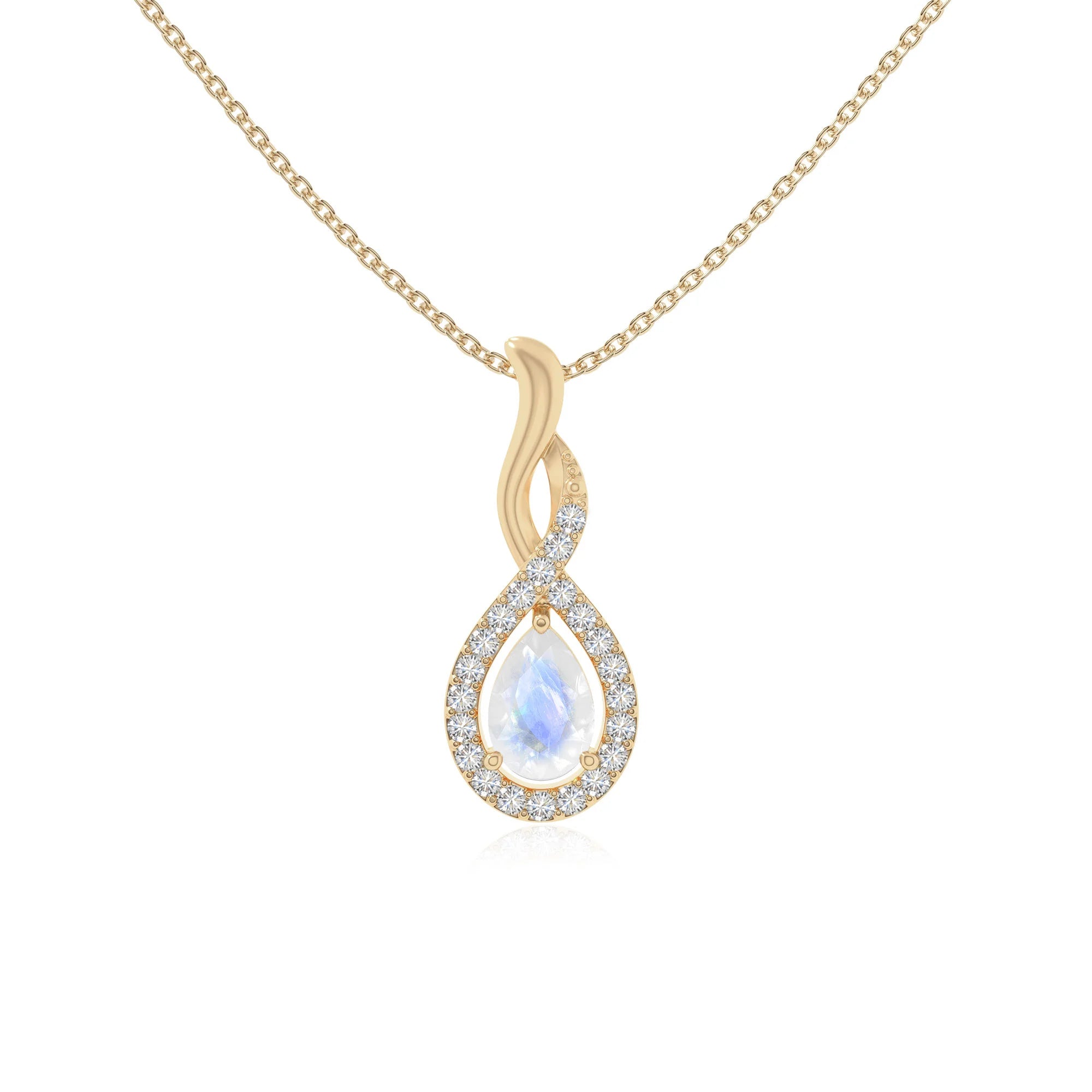 rainbow moonstone infinity necklaces in yellow gold vermeil 