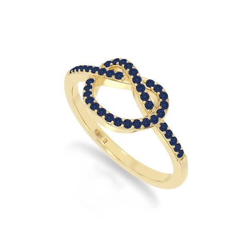 natural blue sapphire infinity knot promise rings in yellow gold vermeil