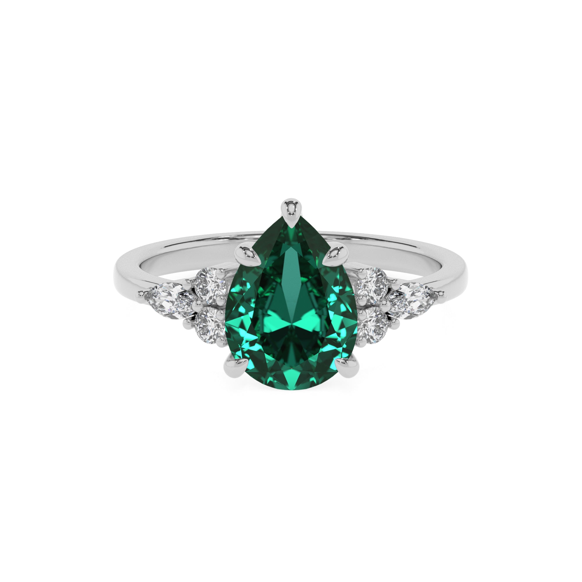 lab-grown emerald pear solitaire engagement ring