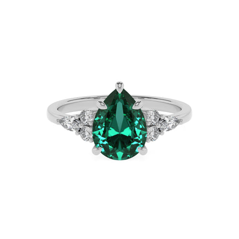 lab-grown emerald pear solitaire engagement ring