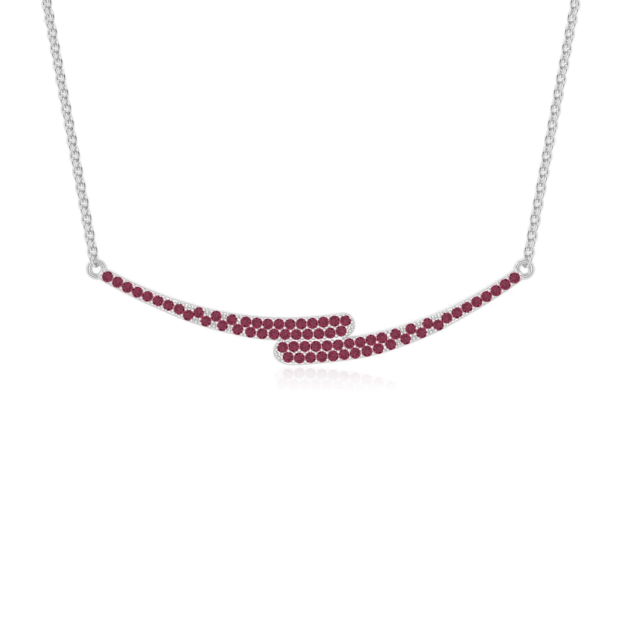 natural ruby bypass curved bar necklaces in sterling silver 