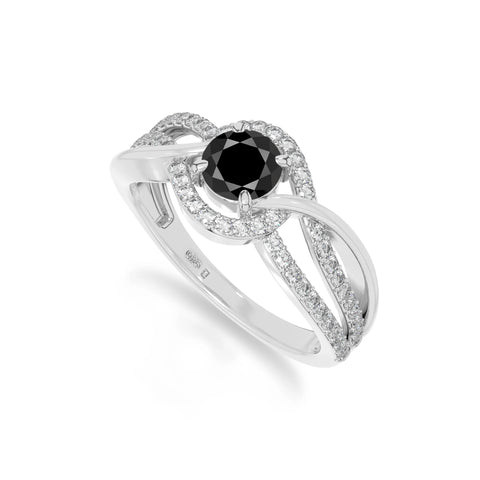 natural black onyx solitaire engagement rings in sterling silver 