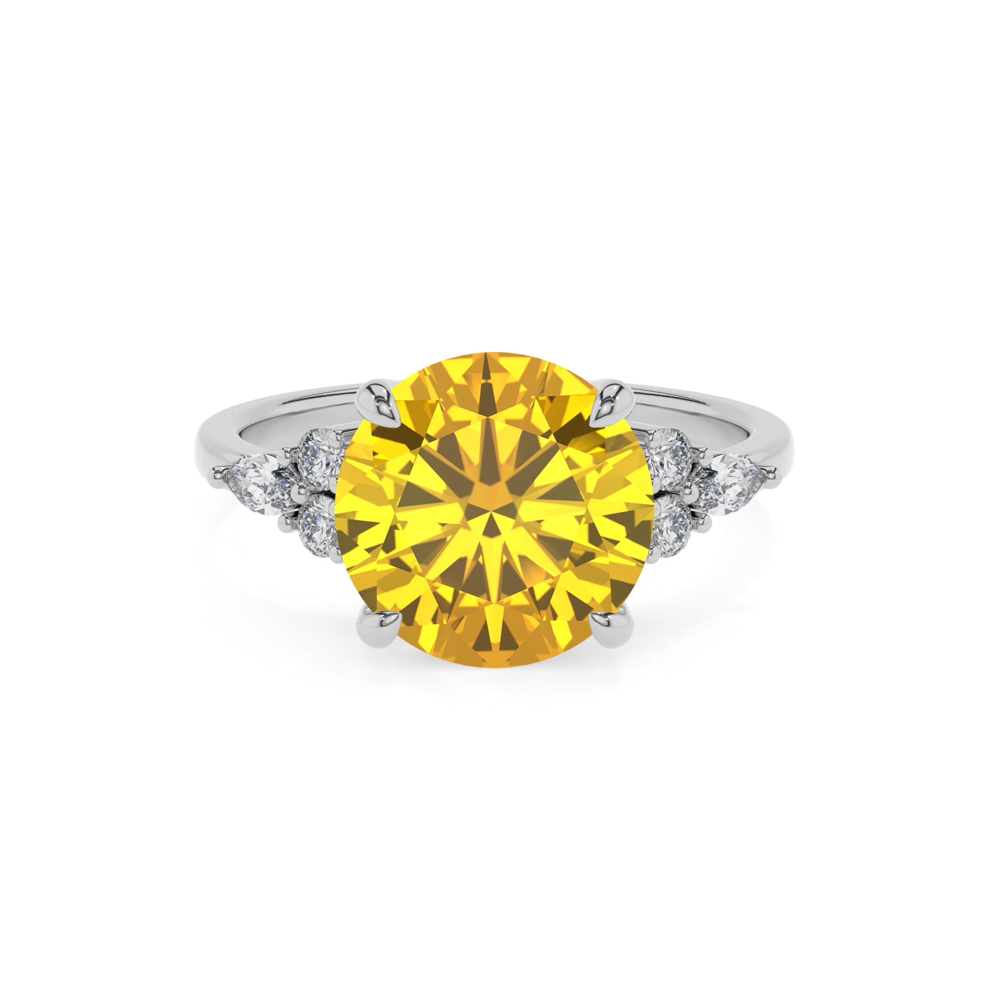 lab-grown yellow-sapphire round solitaire engagement ring