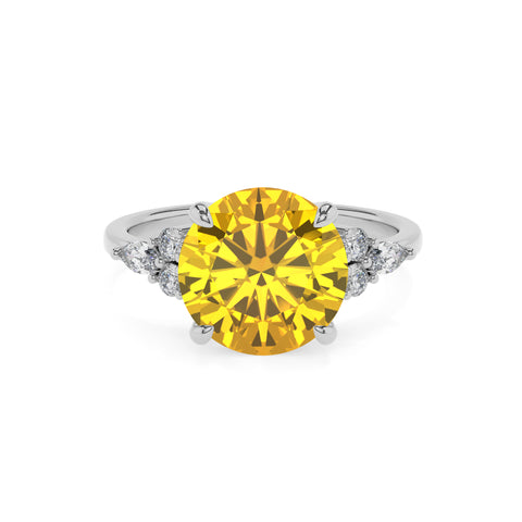 lab-grown yellow-sapphire round solitaire engagement ring