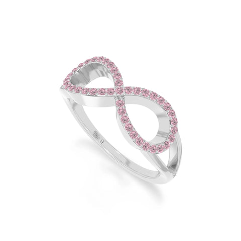 natural pink tourmaline infinity promise rings in sterling silver 