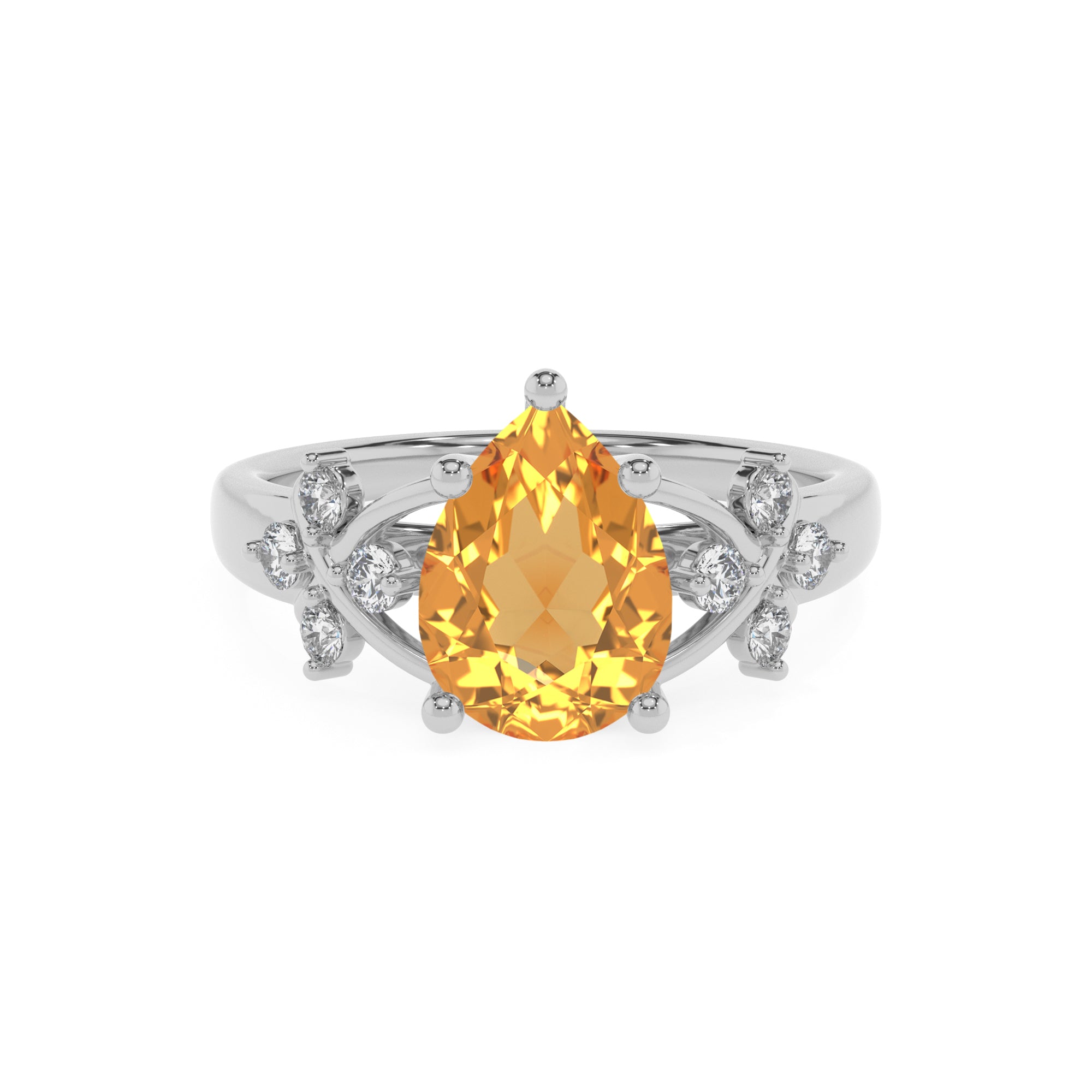 lab-grown citrine pear criss cross solitaire engagement ring