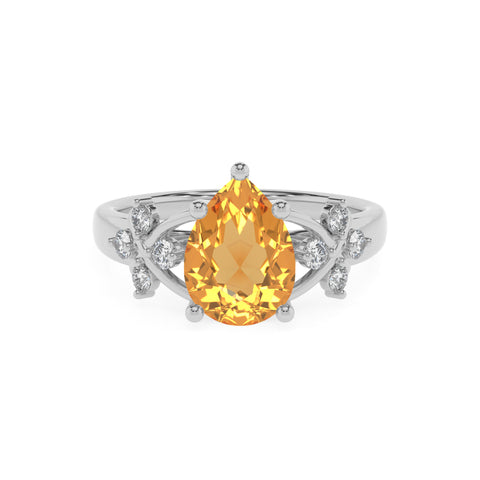 lab-grown citrine pear criss cross solitaire engagement ring