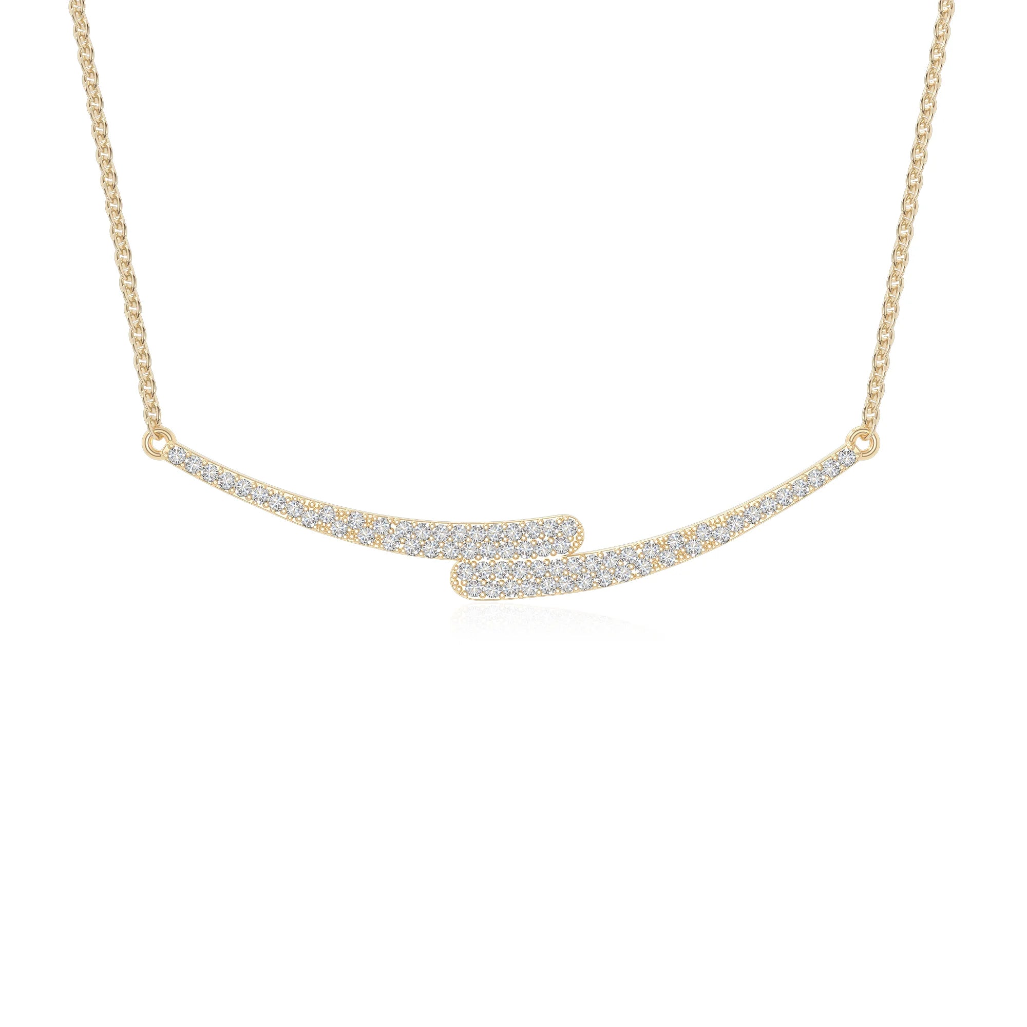moissanite bypass curved bar necklaces in yellow gold vermeil 