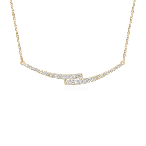 moissanite bypass curved bar necklaces in yellow gold vermeil 