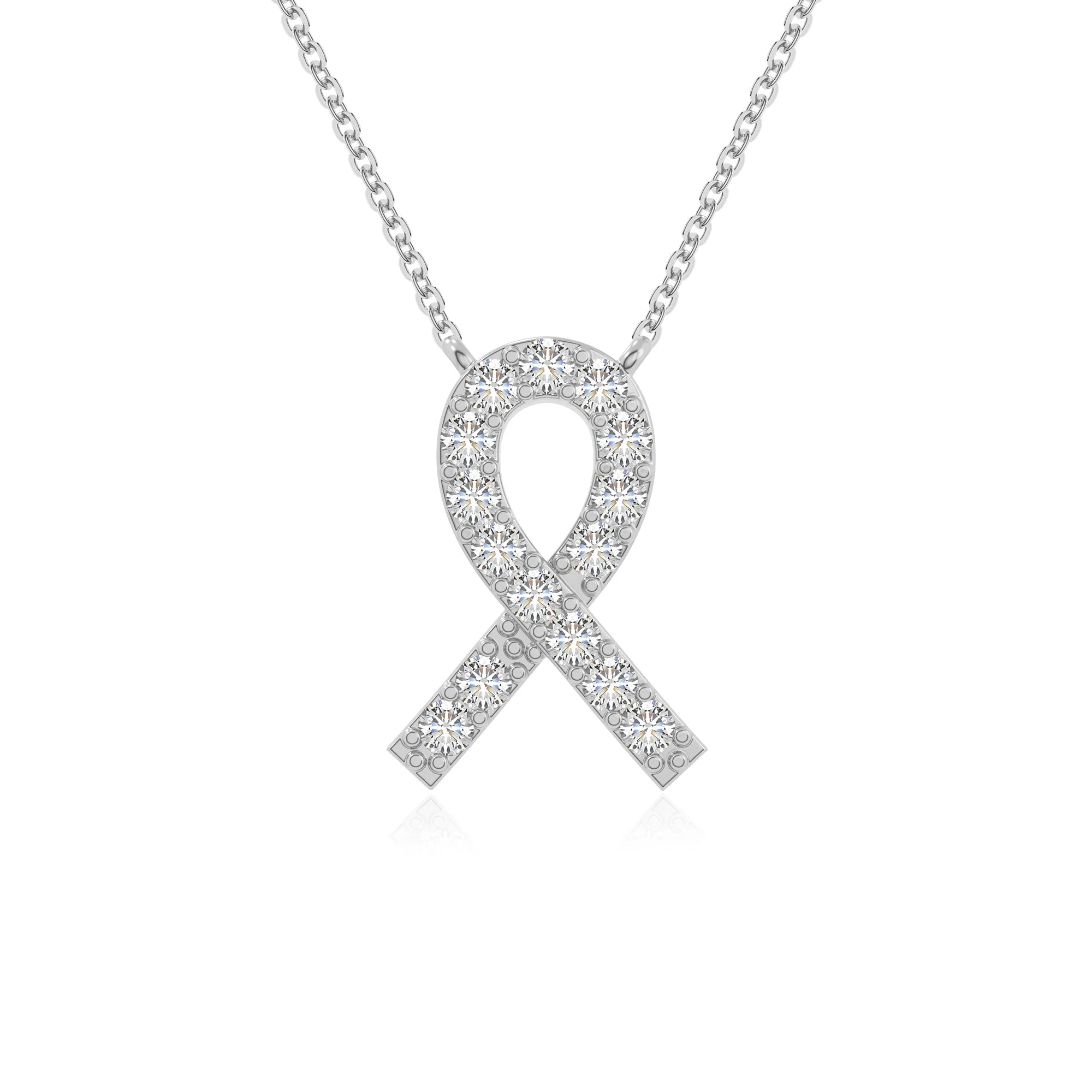 moissanite cancer ribbon necklaces in sterling silver 