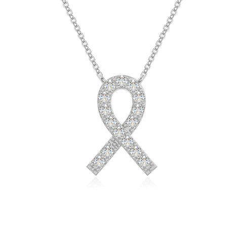 moissanite cancer ribbon necklaces in sterling silver 