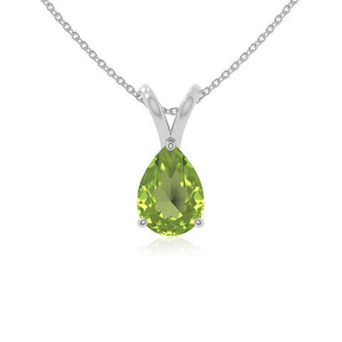 peridot v-bale solitaire necklaces in sterling silver 