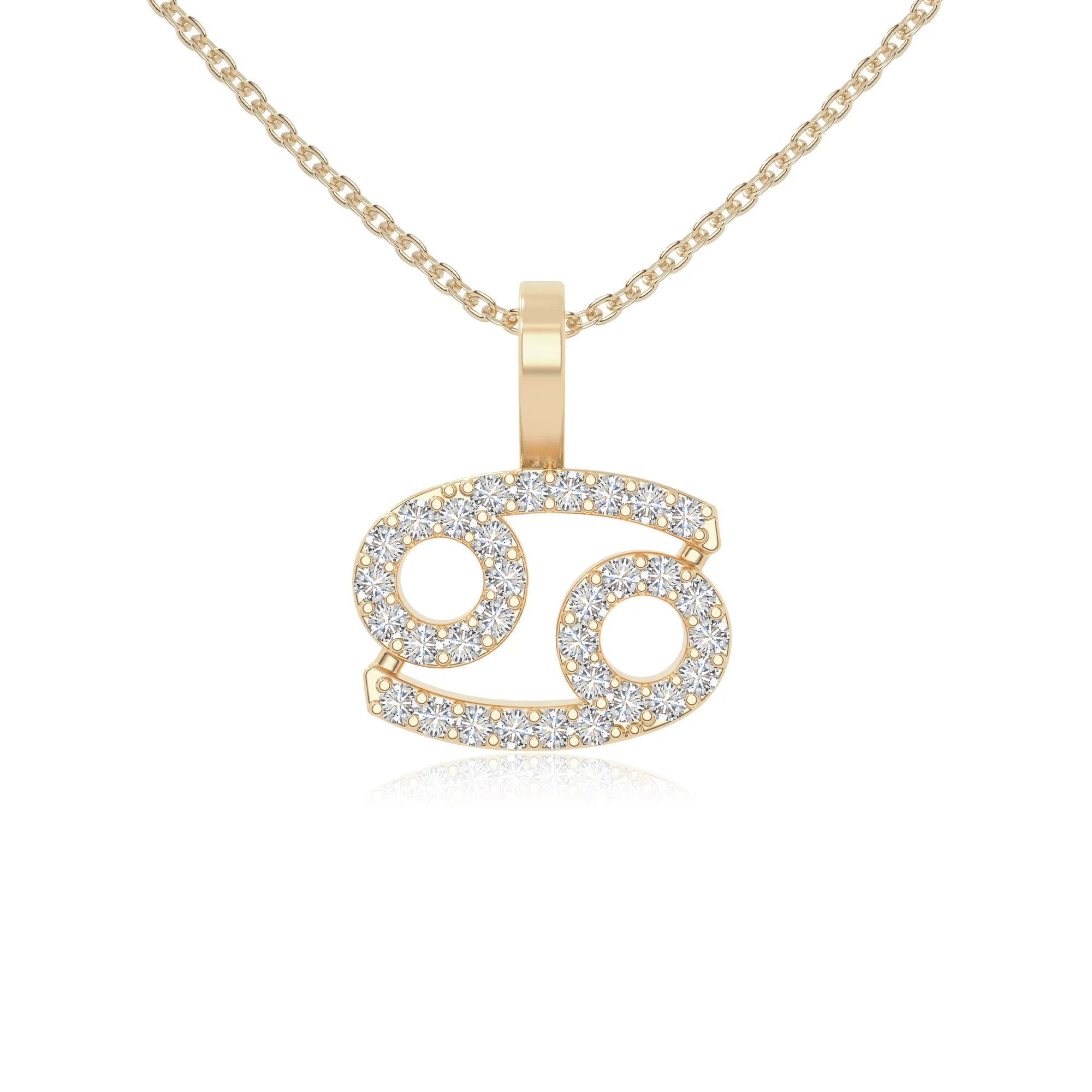 moissanite cancer zodiac sign necklaces in yellow gold vermeil 