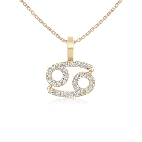 moissanite cancer zodiac sign necklaces in yellow gold vermeil 