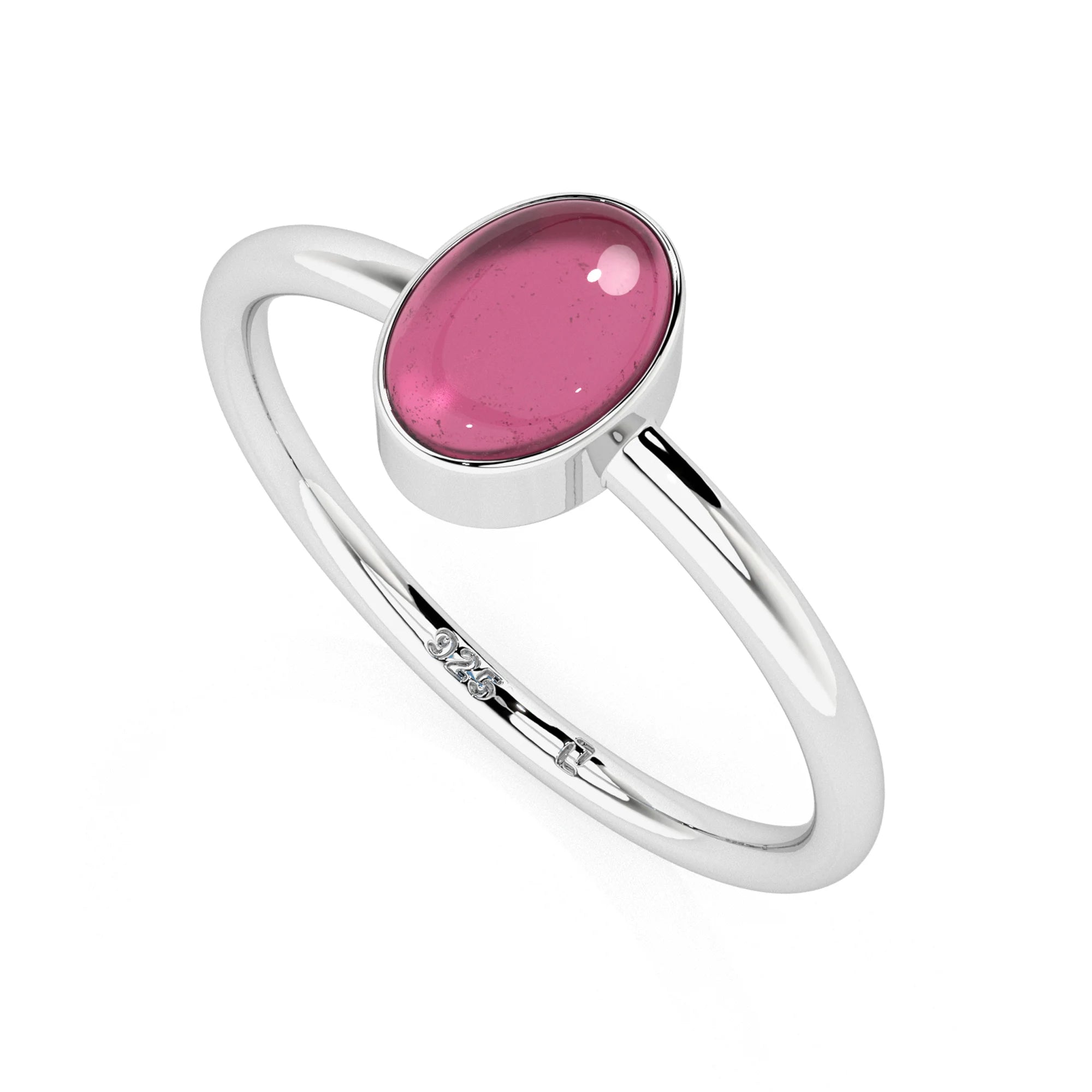 Oval Stackable Rings Natural Pink Tourmaline Oval Stackable Ring | Sterling Silver Jewelry ...