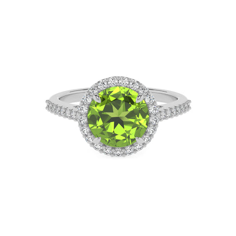 natural peridot round half eterity halo solitaire engagement ring