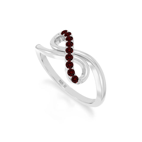 natural garnet infinity promise rings in sterling silver 