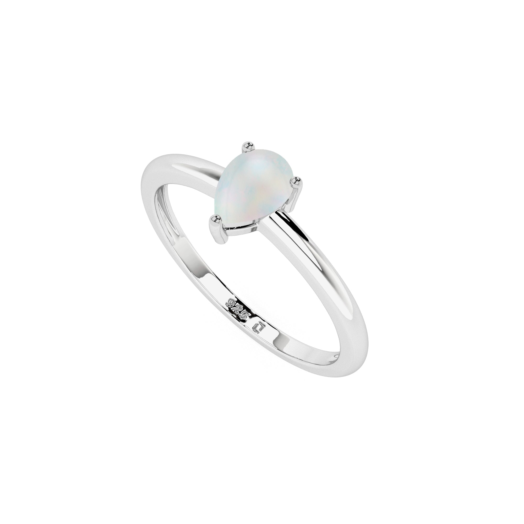 ethiopian opal pear cab stackable prong-set ring